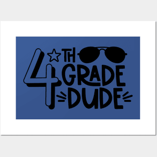 4th Grade Dude Cool Funny Kids School Back to School Posters and Art